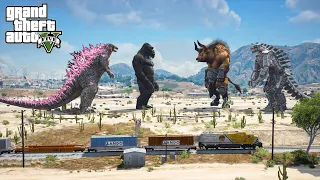 Godzilla x Kong 2023 vs Mechagodzilla, Minatour - Epic Battle ( GTA V Mods )