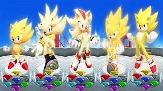 Sonic Forces - All Super Runners Battle Chaos Emeralds Power: Classic, Silver, Shadow, Sonic, Movie