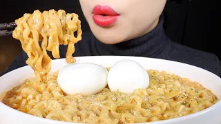 ASMR CREAMY Carbo Fire Noodles with Soft Boiled Eggs Eating Sounds Mukbang