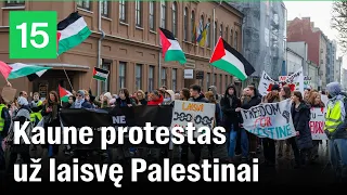 „Laisvė Palestinai!“: Kaune susirinko būrys aktyvistų, ragino nutraukti karinį konfliktą