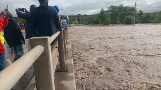 Athi River bridge becomes a tourist site due to the water breaking its banks.