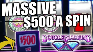 $500/SPINS ONLY! THE BIGGEST BETS YOU'LL SEE on HIGH LIMIT Double Diamond Slot Machine!