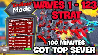 Toilet Tower Defense | I GOT TOP SEVER ENDLESS MODE WAVES 1-123 STRAT in 100 MINUTES 😱