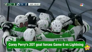 Corey Perry nets a rebound goal in double overtime as Stars force Game 6 versus Lightning