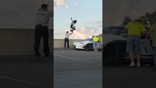 NASCAR driver jumps on racecar!! #nascar