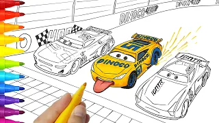 Draw Three Way Tie with Cruz, Jackson and Danny in CARS 3 2.0 . Drawing Coloring Pages | Tim Tim TV
