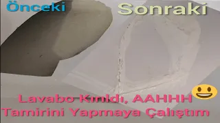 #Lavabo Kırıldı AAHHH #HEMEN  Atmayın Tamirini Kendim Yapmaya Çalıştım #Hızlı #Çözüm #Tamir Yapıştır