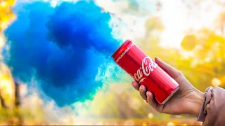 How to make a colored smoke bomb from Coca Cola