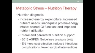 MNT CI1 Nutrition Therapy for Metabolic Stress Overview