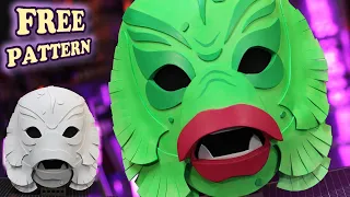 How to Make a Retro Style Creature From the Black Lagoon Mask out of Foam DIY with Free Templates