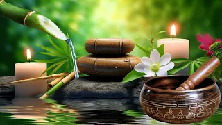 😴  Bamboo Fountain and Tibetan Meditation Bowl | Relaxing Nature Sounds