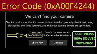 ✅100% SOLVED - We Can't Find Your Camera(0xA00F4244) On Windows10 - 2022|| Laptop Camera Not Working