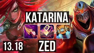 KATARINA vs ZED (MID) | 15/1/1, 8 solo kills, 1.9M mastery, Legendary | TR Master | 13.18