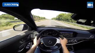 POV 2016 Mercedes S63 AMG Максимвльная скорость 585 HP Autobahn VERY FAST! 300 km h