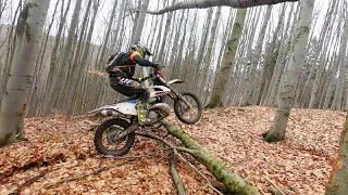 Enduro in the forest with stones