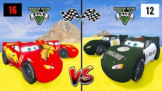 Lightning McQueen Red Team Vs Police McQueen Black Team In GTA 5 Who Will Win The Challenges?