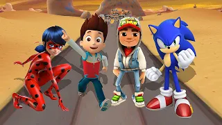 Miraculous vs Paw Patrol Run vs Subway Surfers vs Sonic Dash Fullscreen Gameplay