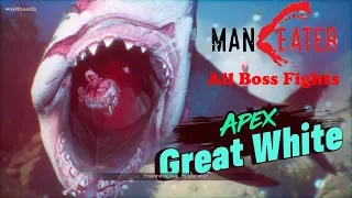 Maneater - All Boss Fights Bull Shark VS Alligator, Mako, Hammerhead, Great White, Orca, Sperm Whale