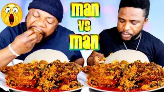 BIG BITE SPEED EATING CHALLENGE | FUFU AND EGUSI SOUP | Man to Man challenge