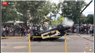 Protest in downtown SLC leads to police car flipped, vandalized, smashed (Language warning)