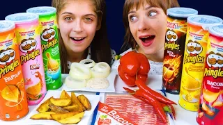 ASMR CHIPS VS REAL FOOD (Crab, Sour Cream & Onion, Paprika, Hot & Spicy, Bacon)