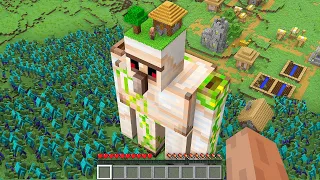 Minecraft Villager and TITAN Iron Golem Protect the Village from The Zombie Apocalypse #minecraft