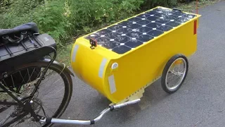 Solar electric bicycle touring trailer for luxury camping