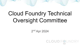 Technical Oversight Committee 2nd Apr, 2024