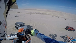 100ft Dirt bike dune jump landed onto Jeep wrangler hood