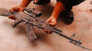 Restoration abandoned AK 47 Soviet destroyed at landfill  | AK gun very old restoration