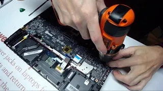 MSI GS65 MS-16Q2 laptop disassembly charge port repair how to fix power jack guide