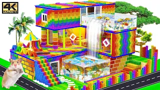 DIY How To Build Slide House, WaterWheel, Swimming Pool for Pet From Magnetic Balls Satisfying ASMR