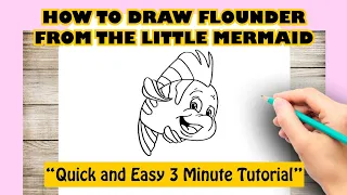 How to Draw FLOUNDER From The Little Mermaid Easy Step by Step
