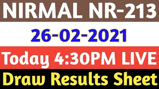 26-02-2021 NIRMAL NR-213 TODAY LOTTERY RESULT | Kerala Lottery Today Result 26/02/2021 | MKTS CHART