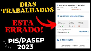 DIAS TRABALHADO DO PIS/PASEP 2023 ESTA ERRADO!