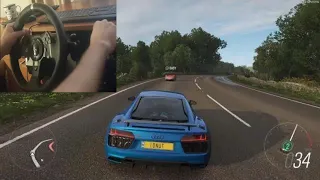 Forza Horizon 4 Audi R8 V10 Plus Freeroam Realistic Driving Logitech Steering Wheel Clutch  Shifter