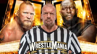 Brock Lesnar vs Omos Triple H Special Guest Referee Wrestlemania 39 Hell in a Cell Match