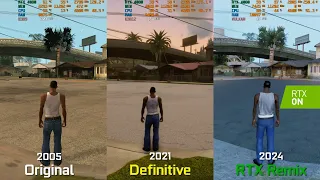 GTA San Andreas Original vs Definitive vs RTX Remix with Path Tracing - Which Version is Best?