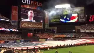 Billy Joel singing the National Anthem at Citi Field, Game 3 of World Series. October 30, 2015.