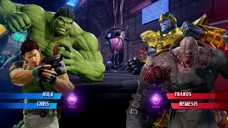 Hulk & Chris Vs Thanos & Nemesis [Very Hard]AI Marvel vs Capcom