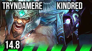 TRYNDAMERE vs KINDRED (JGL) | 6 solo kills, 1100+ games, 13/3/4, Dominating | NA Master | 14.8