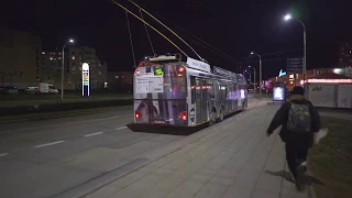 Lithuania, Vilnius, trolleybus 19 night ride from Pašilaičių žiedas to Lvovo