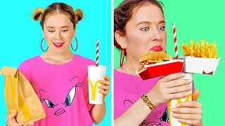 HACKI DLA PRAWDZIWYCH SMAKOSZY || Sprytne pomysły z fast foodami i śmieszne sytuacje z jedzeniem