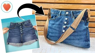 How to make a bag with jeans or jeans that you don't wear [with lining and zipper] DIY