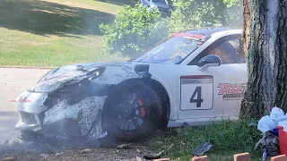 Porsche 911 GT3 RS Crash at Pittsburgh Vintage Grand Prix 2022