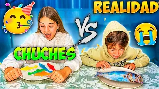 GUMMY vs REAL CON MI HERMANO Food Challenge / El mundo de Indy