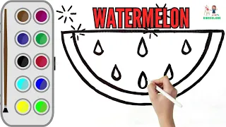 Watermelon Fruit Drawing | How to Draw and Paint Watermelon Fruit | How to fill a drawing?