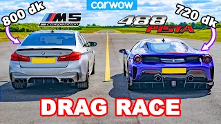 BMW M5 800 dk v Ferrari 488 Pista - DRAG RACE