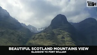 Scotland scenic mountains views from Glasgow to Fort William | Loch Lomond river | Glencoe Mountains