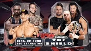 WWE RAW John Cena , CM Punk & Big E Langston vs The Shield Full Match HD!